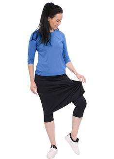 Kosher Casual Kids Big Girls Modest Knee Length Sport Skirt with Leggings