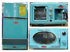 Blue Retro Style Microwave We Ll Probably End Up With All Second Nostalgia Liances Electrics Vintage Style Refrigerator 199 99