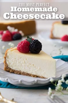 A rich, creamy, PERFECT Cheesecake Recipe! Oh, and there's NO water bath required! You'll want to try this one! #cheesecake #cheesecakerecipe via @sugarspunrun