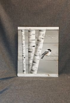 Distressed Wood Wall Decor white birch painting, reclaimed wood wall art, hand painted white Distressed Wood Wall Decor white birch painting, reclaimed wood wall art, hand painted white