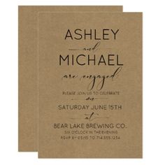 Calligraphy Typography Engagement Party Invitation Rustic Chic Typography Engagement Party Invitation