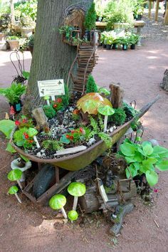 332 Best Fairy Garden Ideas Images On Pinterest In 2018 Growing Plant Up A Wheelbarrow Fairy Garden