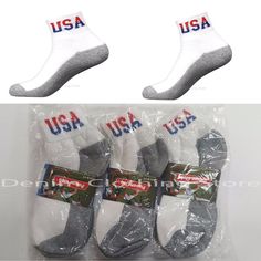 12-60 USA Logo Cotton Blend Soft Anklet Sports Socks Men/'s Women Wholesale Lots