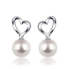 Boucles doreilles en perle rond blanc des 10mm Cadeau de vacances parfait YAXUN Boucles doreilles pendantes femme argent sterling 925 avec forme de fleur en 5A cubique zircone et strass