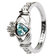 Sterling Silver 925 Irish Claddagh Friendship /& Love Ring with Opal Heart Ultimate Metals Co