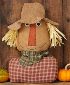 PATTERN Primitive Grinning Halloween Pumpkin Ornies Doll w// Stars Moon Hearts