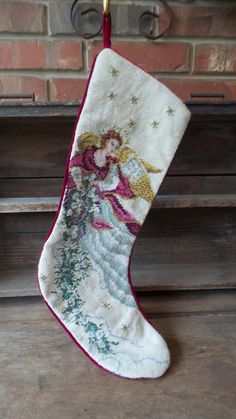 Vintage ANGEL Needlepoint Stocking Christmas Angel Etsy Vintage ANGEL Needlepoint Stocking Christmas Angel Etsy