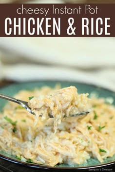 Get dinner on the table fast with Chicken and Rice Instant Pot Recipe. Ready in only 30 minutes, Instant pot cheesy chicken and rice casserole is so simple. #eatingonadime #instantpot #instantpotrecipes