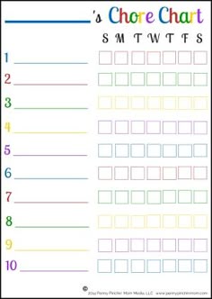 blank printable daily chore charts