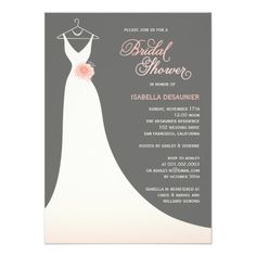 234 Best Bridal Shower Images In 2019 Invitations Stylish Elegant White Wedding Gown With C Pink On Grey Personalized Bridal Shower Invite