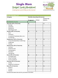 free family budget worksheet