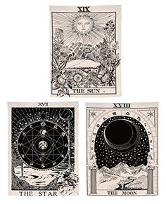 01 RUICK Tarot Wall Tapestry Astrology Divination Sun Stars Moon Pattern Tapestry-Creating More Beautiful/&Mysterious Atmosphere