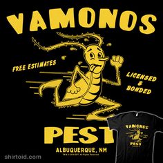 Vamanos Pest Bug Running Logo Breaking Bad Mens T-Shirt