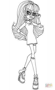 A Coloring Page Of Frankie In Her Geek Shriek Outfit From Monster High Or