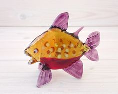 Figurine Miniature Blown Glass RedOctopus Animal Collectible Lampwork Poison Art