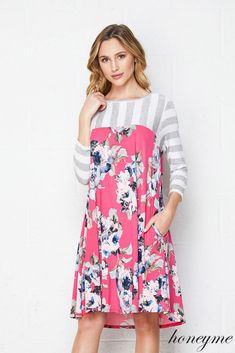 XL 2XL 3XL L NEW MULTI-COLORED NEON FLORAL BLUE HONEYME POCKET DRESS S M