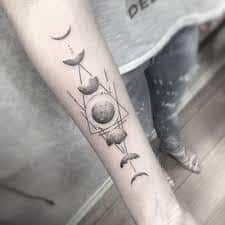 Phases Of The Moon Tattoo 9 Moon Tattoo Moon Phases Tattoo Geometric Tattoo