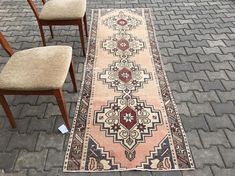 vintage small runner Entry Rug 7.7 x 2.7 Feet