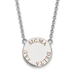 Logoart Sterling Silver Gp Sigma Delta Tau Large Enamel Pendant Necklace Logoart Sterling Silver Gp Sigma Delta Tau Large Enamel Pendant Necklace