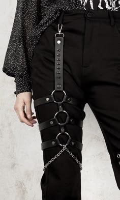 Attitude Clothing Black Faux Leather Bow Garter