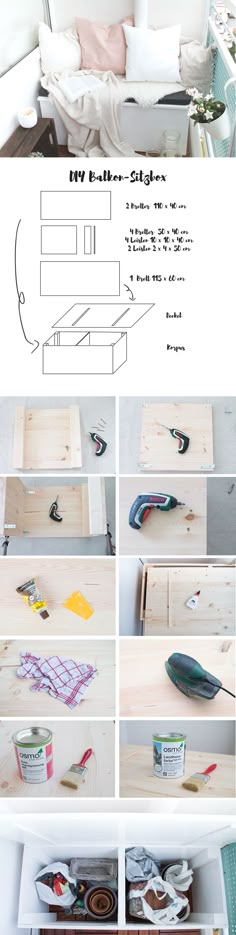 DIY Sitzbox für den Balkon aus Holz bauen. Makeover: Ordnung für den Balkon Diy Furniture, Diy Möbel, Garten, Diy Balcony, Dekoration, Ikea Hack, Home Diy