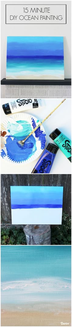 Get your artistic juices flowing with a super easy and fun DIY painting tutorial on how you can paint your own ocean scene in about 15 minutes.: