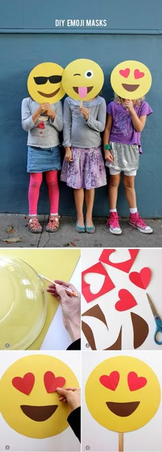 Funny DIY Homemade Photo Booth Props | DIY Emoji Masks by DIY Ready at http://diyready.com/19-cool-diy-photo-booth-props/