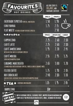 Coffee Menu Ideas ในป 2018 Esquires Coffee Favourites Menu
