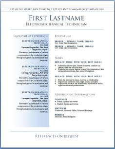free template for resume download
