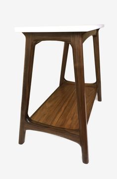 The Nora Coffee Table By Tusk And Tail Design Chicago Modern Modern Console Table With White Satin Acrylic Top And Walnut Base A Lower Shelf Works Great In Small Entryways Or As Side