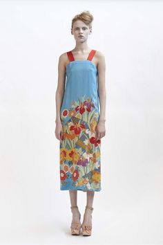 130/F01419 Mid Length Dress with Grosgrain Strap