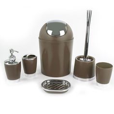 The 56 Best Bathroom Accessories Set Images On Pinterest In 2018 Plastic Bathroom Accessories Set 6 Piece Brown