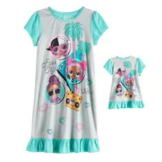 AME Sleepwear Girls Vampirina Flannel Toddler Nightgown with Matching Doll Gown