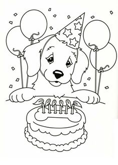 How To Draw Cute Dog Birthday Cake Coloring Pages For Kids