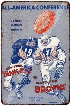 1948 Buffalo Bills vs New York Yankees vintage reproduction metal sign 8 x 12