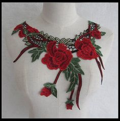 Black Eiffel Tower Collar Applique Lace Trim Embroiderey Lace Collars Vintage