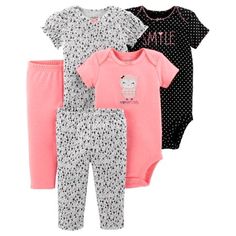Baby Girl Lot of 5 Onesies Foxes More Hugs Love Short Sleeve NWT Gerber 0-3