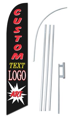 Auto Body and Paint// Installation King Size Swooper Flag Sign with Pole and Full Assembly Pack of 2