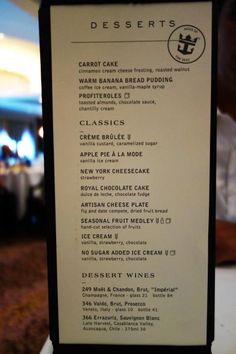 spotted: new main dining room menu on royal caribbean's oasis of spotted: new main dining room menu on royal caribbean's oasis of