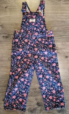 New OshKosh Girls Pink Velour Flower Cuff Overalls 24m 3T 4T 5T Vestbak