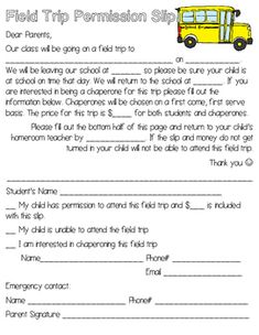 field trip permission form freebie our store preschool field trip slips