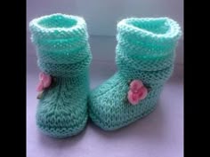Пинеточки" Бирюзовое чудо" вяжем с Наталией Калиновской baby's bootees
