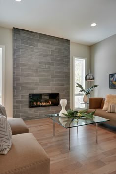 12x24 Porcelain Tile On Fireplace Wall And Return Walls Floor To
