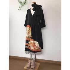 着物リメイク・喪服のお着物からレトロワンピース | 着物リメイク、レトロ ワンピース、着物リメイク ワンピース