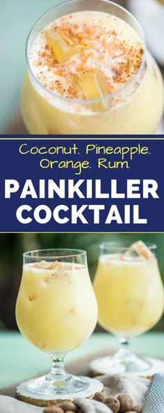 If you're looking for a great warm weather cocktail recipe, make these Painkiller Drinks! With coconut cream, pineapple juice, rum, and orange - what's not to love? #virginislands #painkillercocktail #easycocktailrecipes #summercocktails #gogogogourmet