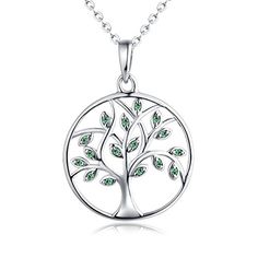Cha/îne 45-50cm YL Argent 925 Collier Femme Arbre de Vie S/érie Pendentif Couper les Pierres Pr/écieuses en AAA Zircon Cubique
