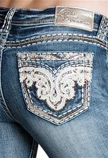 Grace in LA Ladies X Stitch Pocket Easy Fit Boot Cut Jeans Grace in LA Ladies X Stitch Pocket Easy Fit Boot Cut Jeans