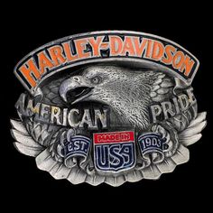 Harley Davidson Mens Legendary Eagle with Flaming Skull Buckle