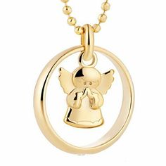 Kinder Schutz Engel Figur Anhänger Echt Gold 333 mit Kette Silber 925 vergoldet
