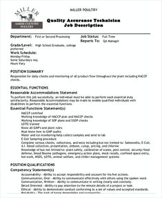 quality assurance technician job description